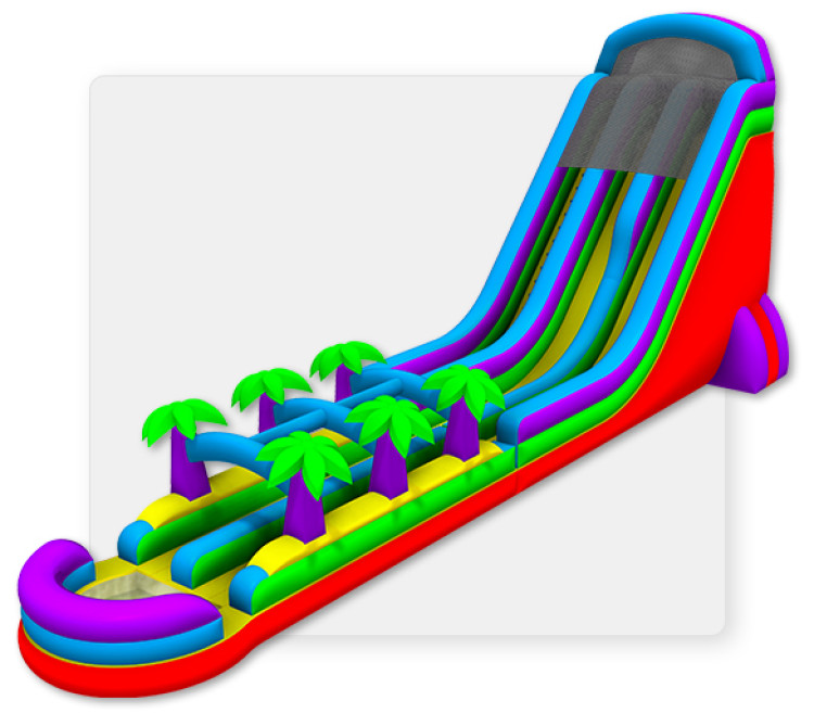 27′ Dual Lane Wacky Water Slide 27H x 66L x 24W