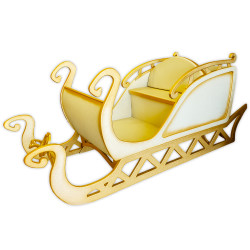 White and Gold Santa Sleigh 5'W X 12'L