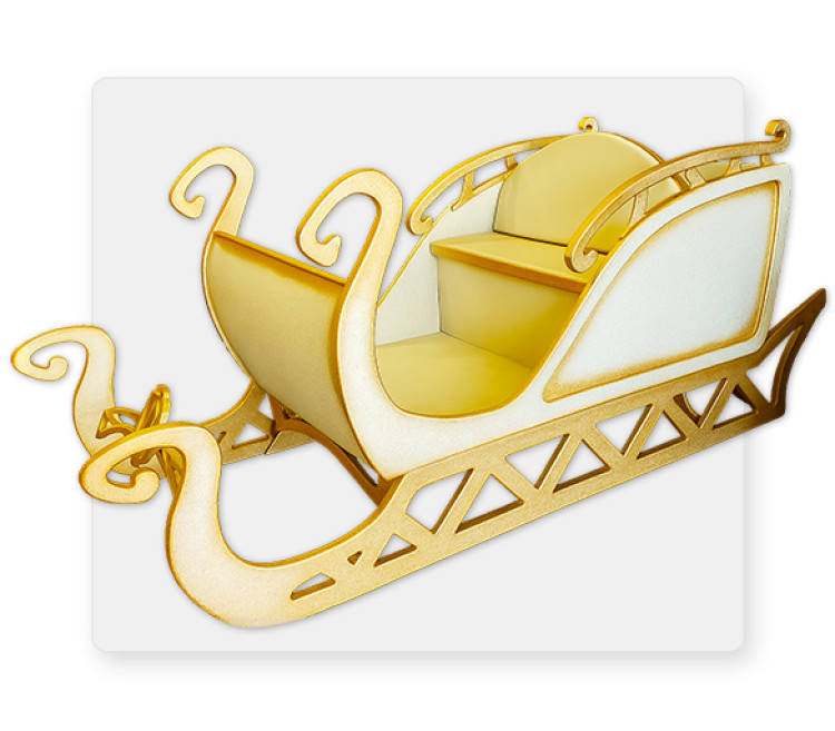 White and Gold Santa Sleigh 5'W X 12'L White and Gold Santa Sleigh 5'W X 12'L